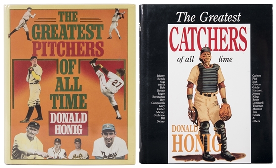 Lot of (2) Books “The Greatest Pitchers Of All Time” & “The Greatest Catchers Of All Time” By Donald Honig – 14 Signatures Total Including Bench, Carter & Fisk (PSA/DNA)